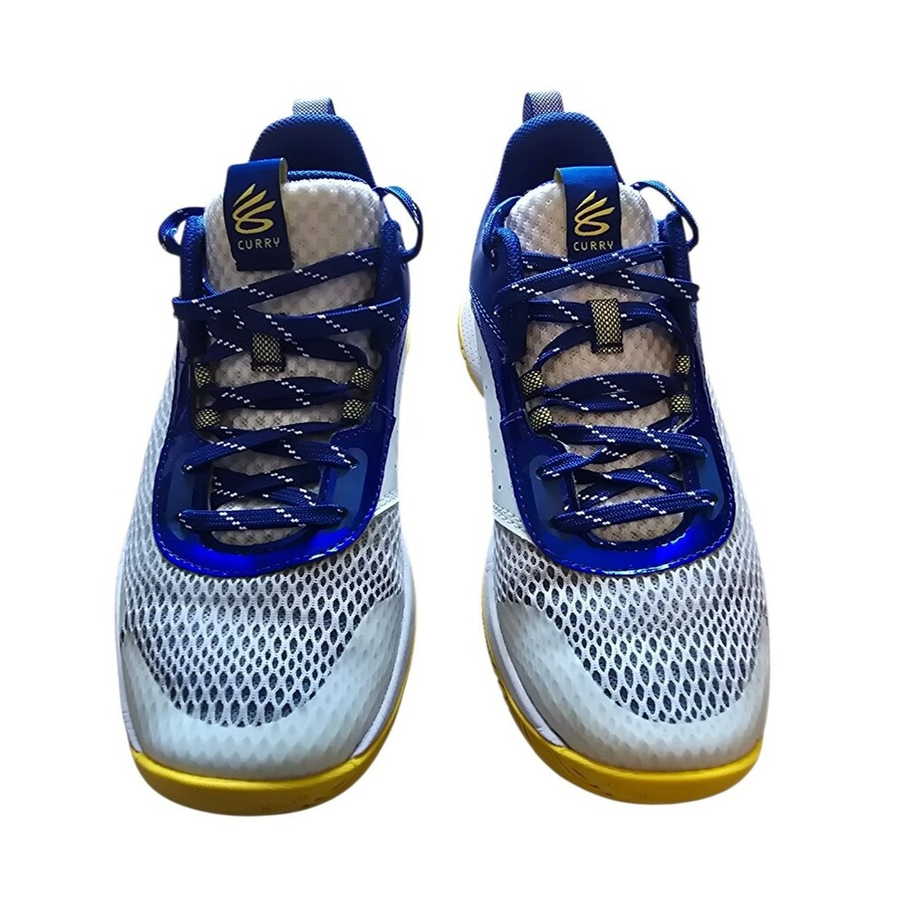 Under Armour Curry Boys' Size 5.5Y Blue/White/Yellow Basketball Sneakers